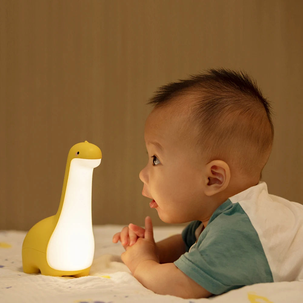 Dinosaur Night Light USB Rechargeable Bedside Lamp With Timer For Kids