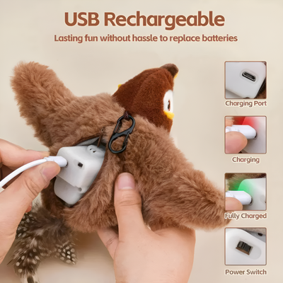 Interactive Cat Toy Flapping Chirping Bird For Play