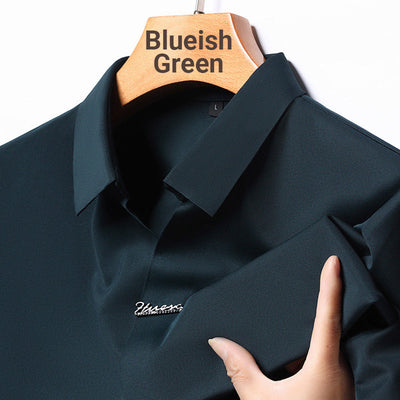 Men’s Casual Lapel T-shirt Wrinkle-Free Breathable Summer Tee