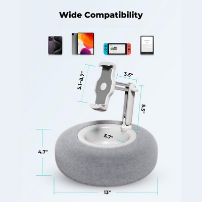 Adjustable Plush Tablet Stand Pillow With Storage Bowl For Bed