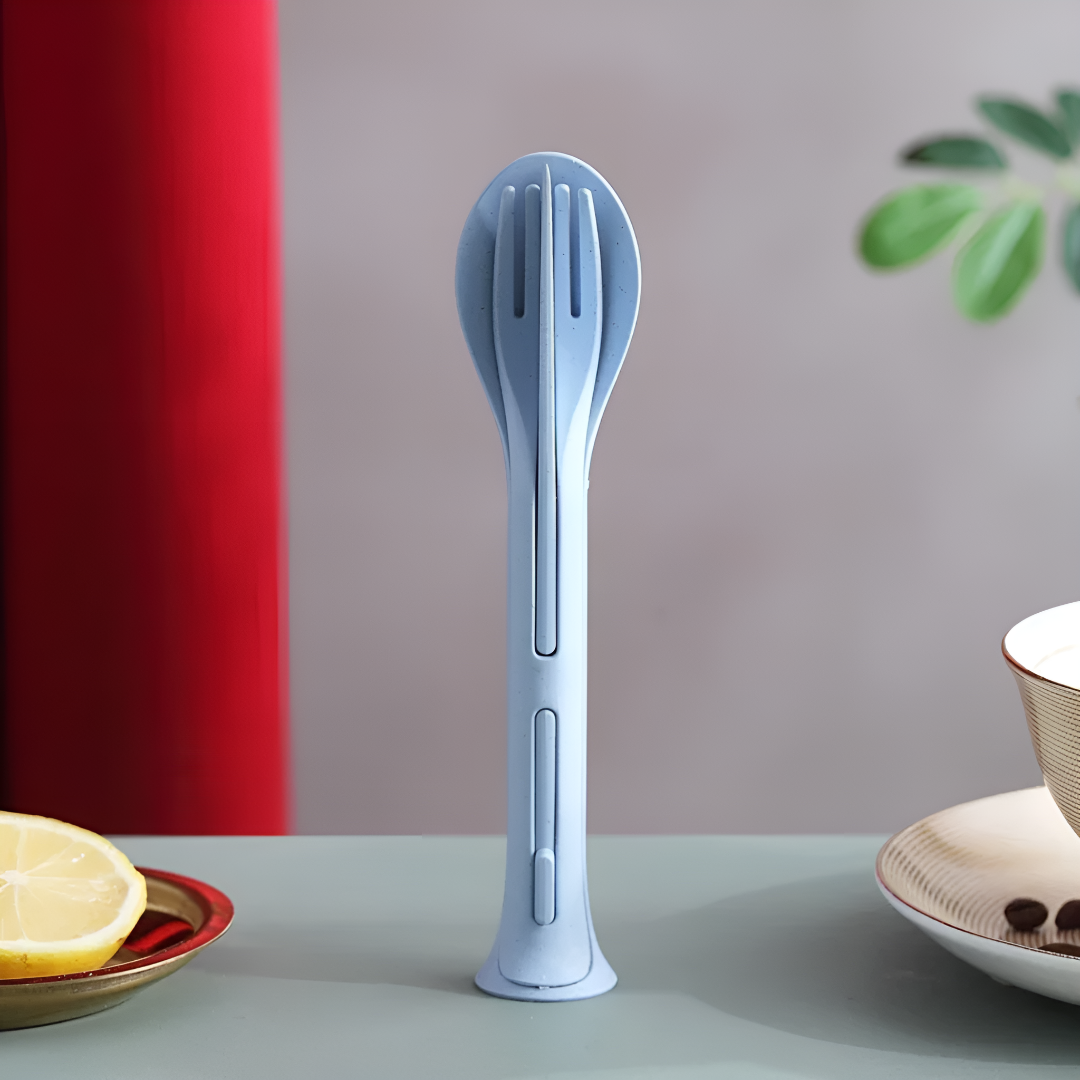 Compact Stackable Reusable Utensil Set For Travel And Outdoor Use