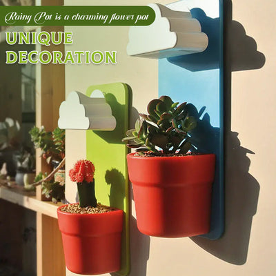 Rainy Pot Wall Mounted Flower Pot With Unique Rain Cloud Design