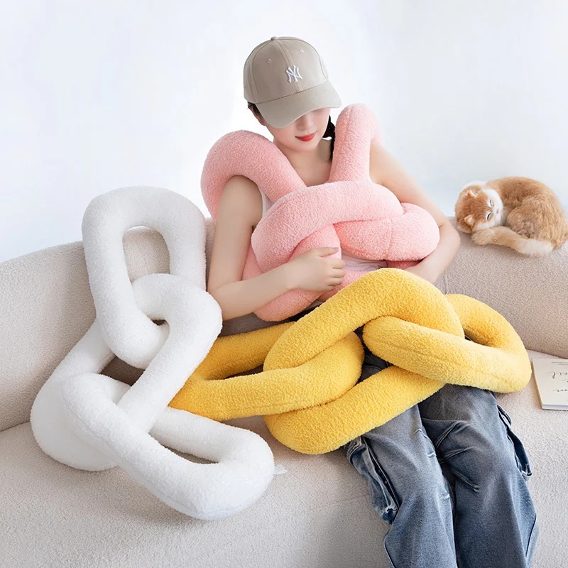 Plush Chain Knot Pillow Soft Decorative Cushion For Sofa And Home