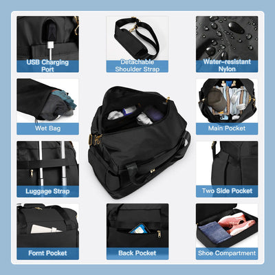 Large Capacity Travel Bag Durable Lightweight Spacious Luggage Tote