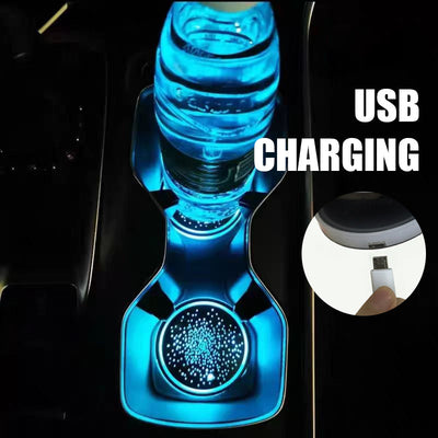 Car LED Cup Holder Coaster Luminous Glow Light Accessory