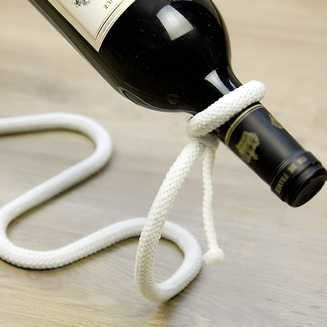 Floating Rope Wine Holder Rustic Wall Mounted Bottle Display