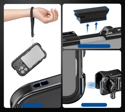 Phone Cage Video Rig With Dual Handles For IPhone 15 Pro Filmmaking