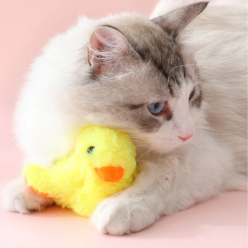 Interactive Cat Toy Plush Flapping Duck With Vibration Sensor For Cats