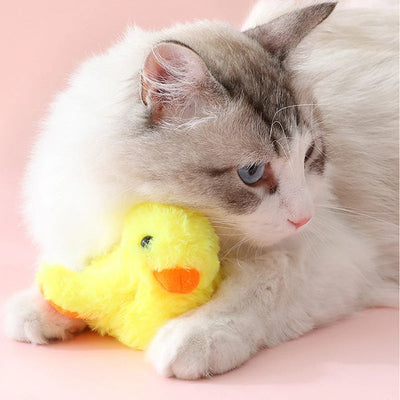 Interactive Cat Toy Plush Flapping Duck With Vibration Sensor For Cats