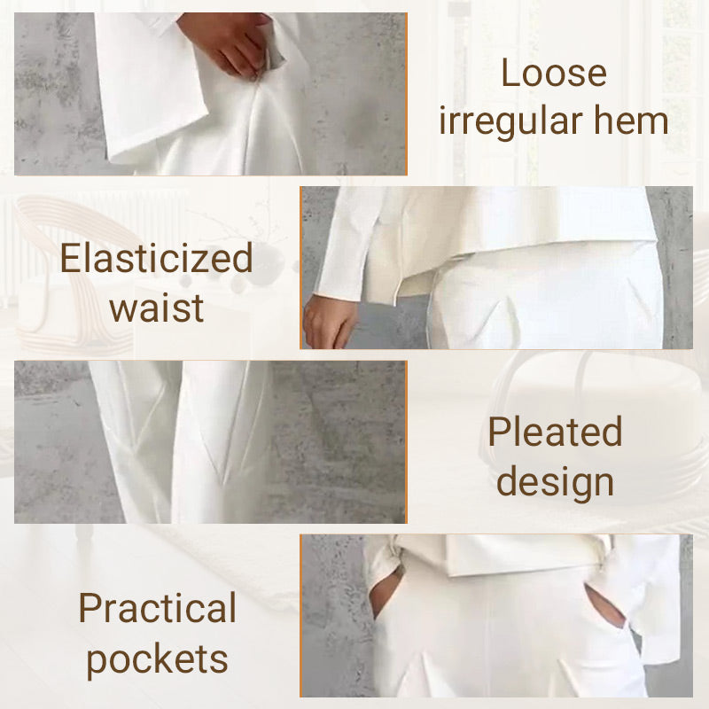 Round-Neck Long Sleeve 2-Piece Loungewear Set For Women