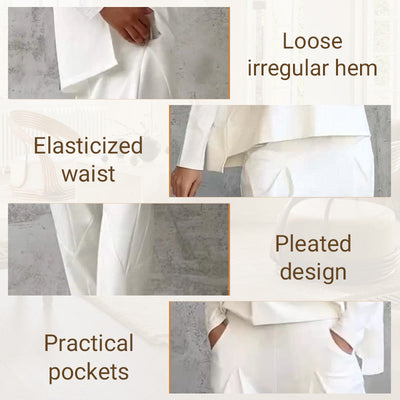 Round-Neck Long Sleeve 2-Piece Loungewear Set For Women