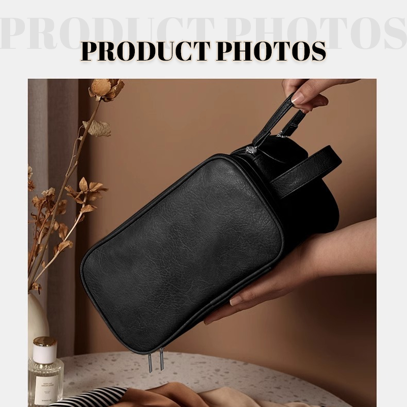 Women's Leather Cosmetic Bag Multifunctional Organizer Pouch