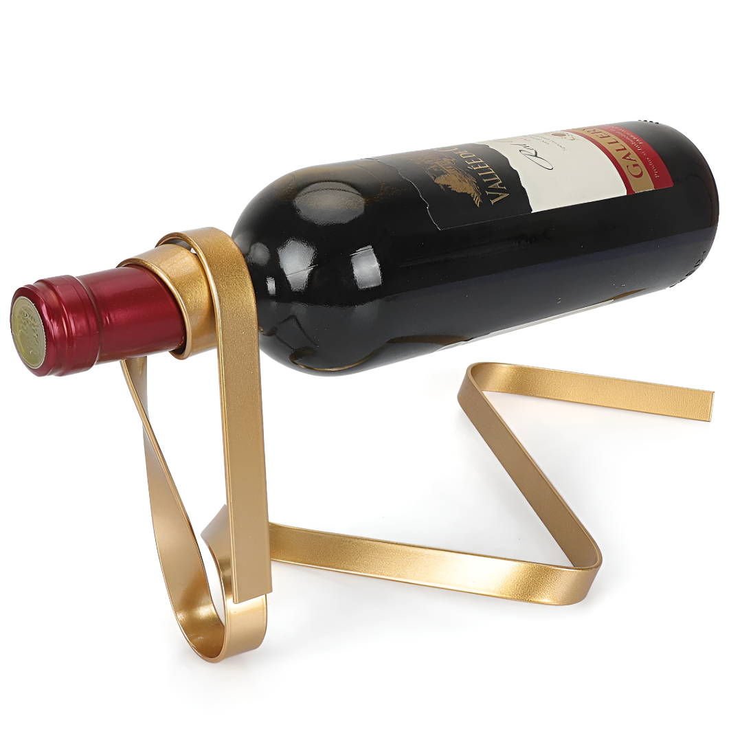 Floating Wine Bottle Holder Ribbon Design Elegant Display Stand