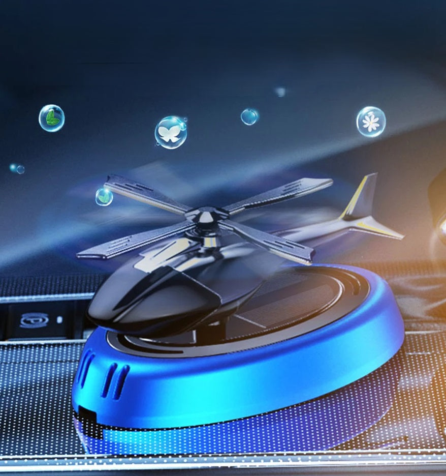Solar-Powered Car Air Freshener Rotating Helicopter Aroma Diffuser