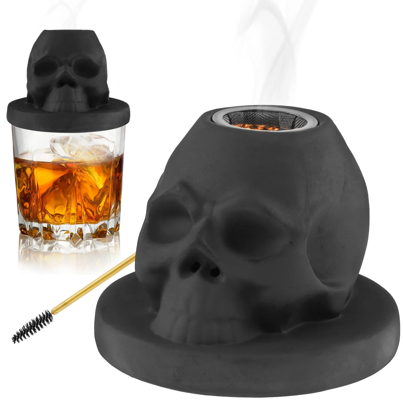 Cocktail Whiskey Smoker Kit Ceramic Skull For Aromatic Drinks