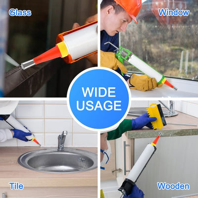Universal Integrated Caulking Nozzle Tool Kit With Rubber Components