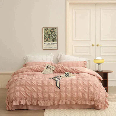 Icy Summer Seersucker Quilt Set 4-Piece Lightweight Cooling Quilt