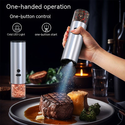 Electric Salt And Pepper Grinder Rechargeable LED Kitchen Mill Set