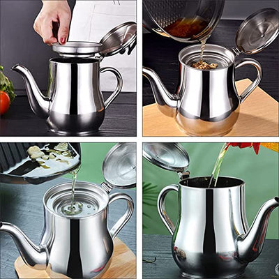 304 Stainless Steel Oil Filter Kettle Large Capacity Kitchen Container