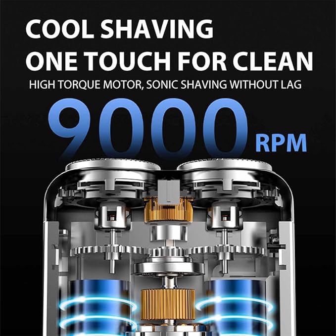Portable Electric Shaver Dual Ring Rotary Cordless Razor