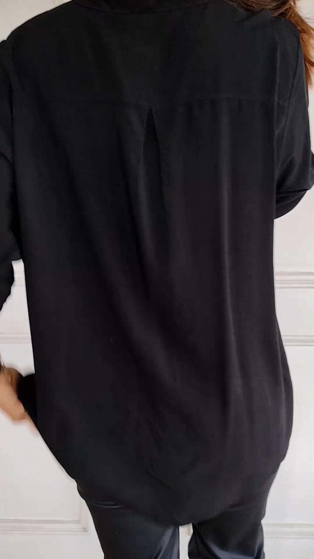 Cotton V-neck Sequin Top Mid Sleeve Casual Stylish Shirt