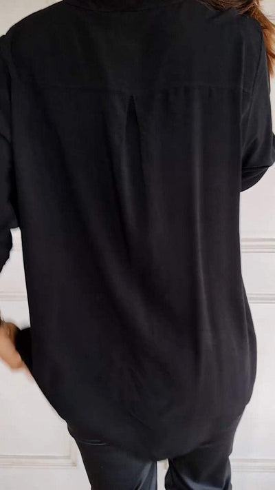 Cotton V-neck Sequin Top Mid Sleeve Casual Stylish Shirt