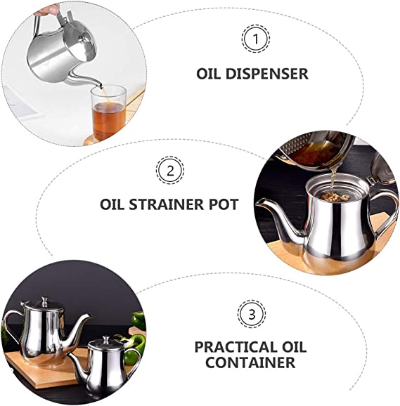 304 Stainless Steel Oil Filter Kettle Large Capacity Kitchen Container
