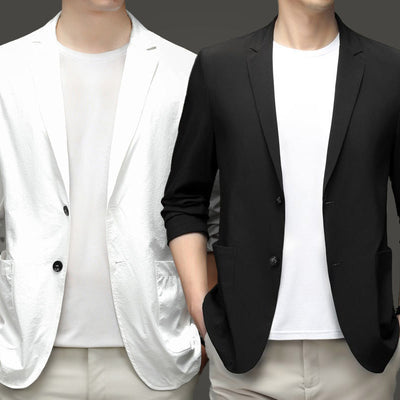 Men's Summer Lightweight Suit Jacket Wrinkle Proof Ice Silk