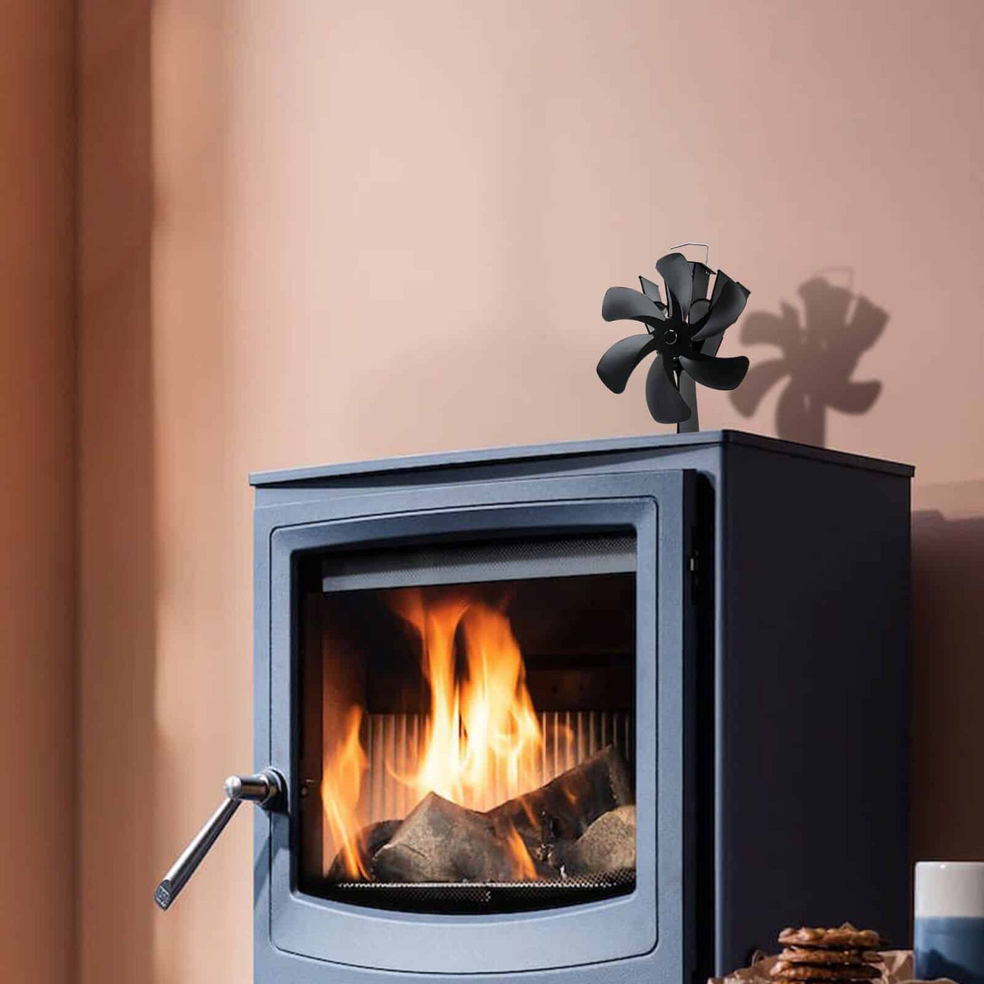 Heat Powered Fireplace Stove Fan 6 Blades 360 Degree Rotation