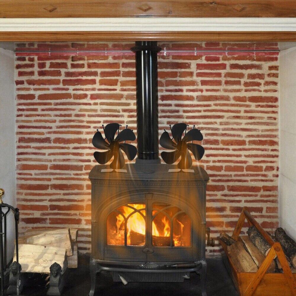 Heat Powered Fireplace Stove Fan 6 Blades 360 Degree Rotation