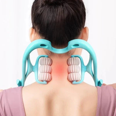 Pressure Point Neck Massager 6 Wheel Handheld Manual Roller Therapy