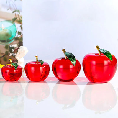 Crystal Red Apple Ornaments Elegant Glazed Figurines For Home Decor