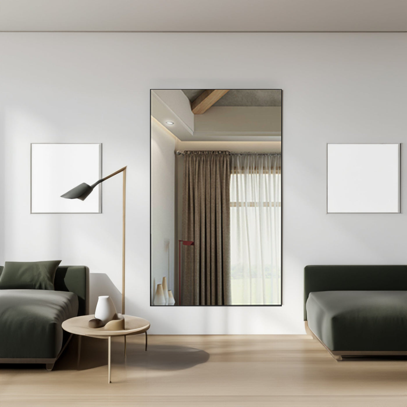 Oversized Bathroom Mirror Large Square Black Aluminum Frame Vertical Horizontal