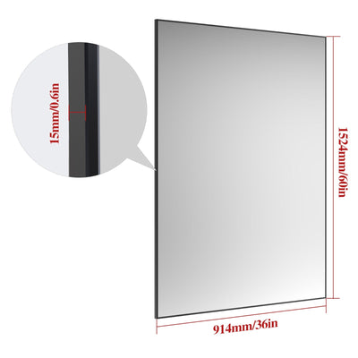 Oversized Bathroom Mirror Large Square Black Aluminum Frame Vertical Horizontal