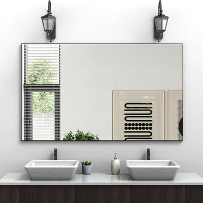 Oversized Bathroom Mirror Large Square Black Aluminum Frame Vertical Horizontal