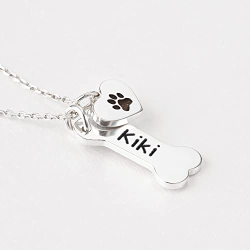 Dog Bone Necklace With Paw Print Pendant For Dog Lovers