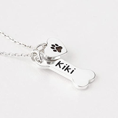 Dog Bone Necklace With Paw Print Pendant For Dog Lovers