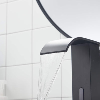 Sensor Matte Black Touchless Bathroom Sink Faucet With Hole Cover