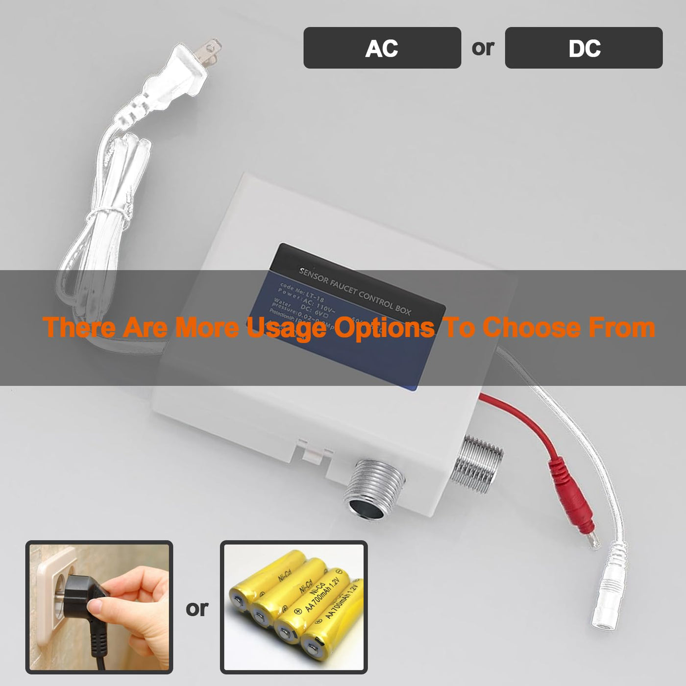 Automatic Commercial Sink Faucet Brushed Nickel AC DC Power