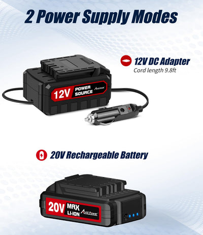 AVID POWER Portable Tire Inflator Cordless 20V Rechargeable Pump