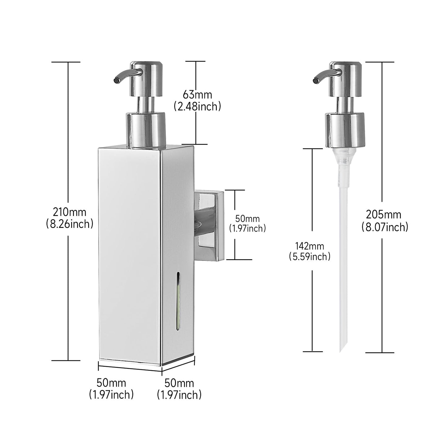 Stainless Steel Soap Dispenser For Bathroom Chrome Finish