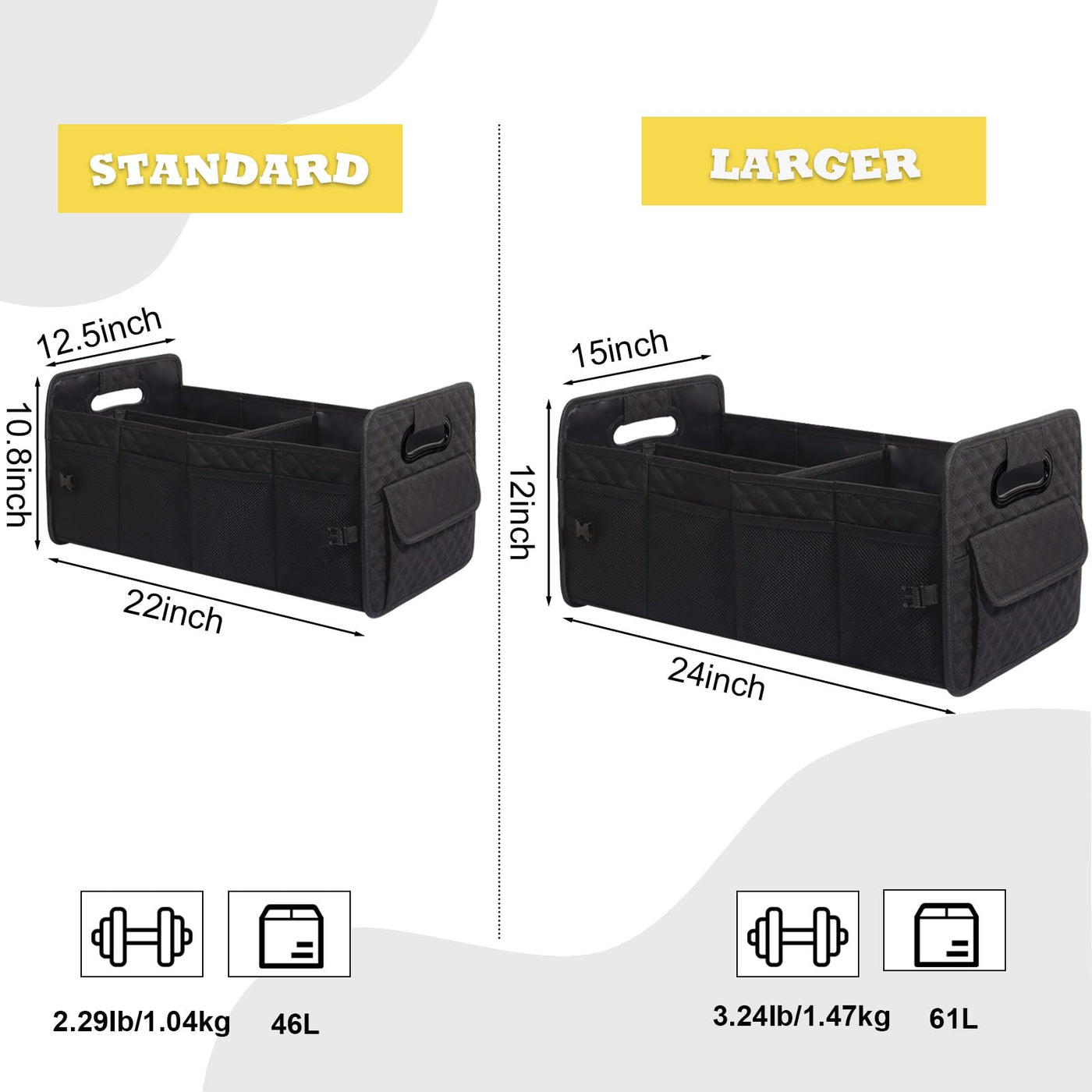 JiatuA Car Trunk Organizer Collapsible Multi Compartment Storage Box For SUV