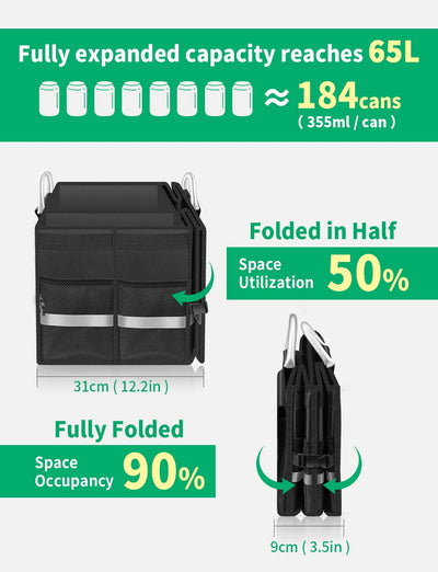 Oasser Trunk Organizer Waterproof Durable Collapsible Multi Compartment Storage