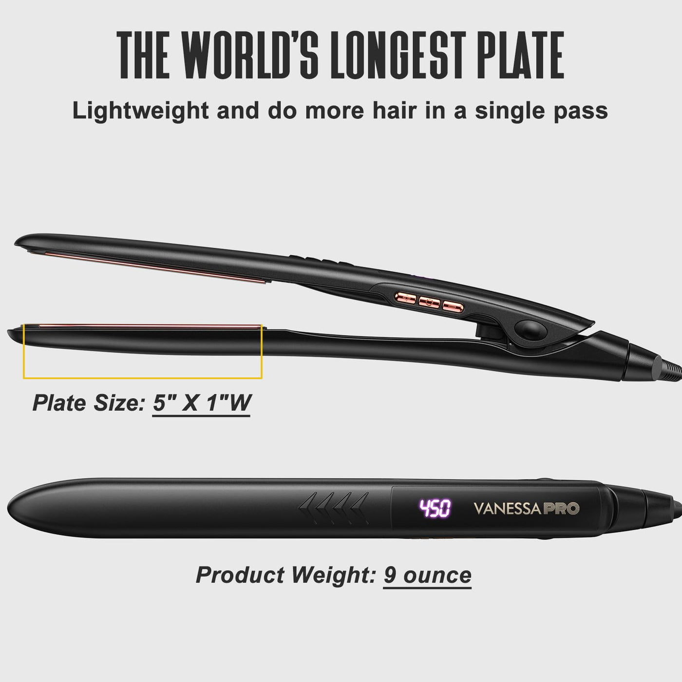Flat Iron Hair Straightener Titanium Plates Salon Styling Tool