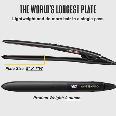 Flat Iron Hair Straightener Titanium Plates Salon Styling Tool