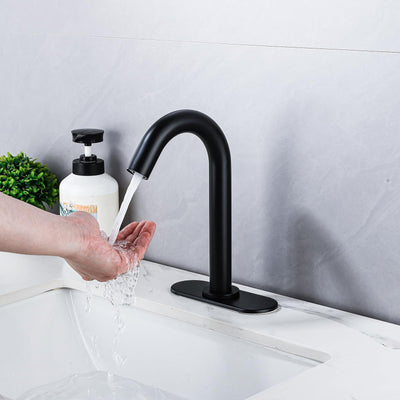 Touchless Bathroom Faucet Matte Black Automatic Sensor Sink Vanity