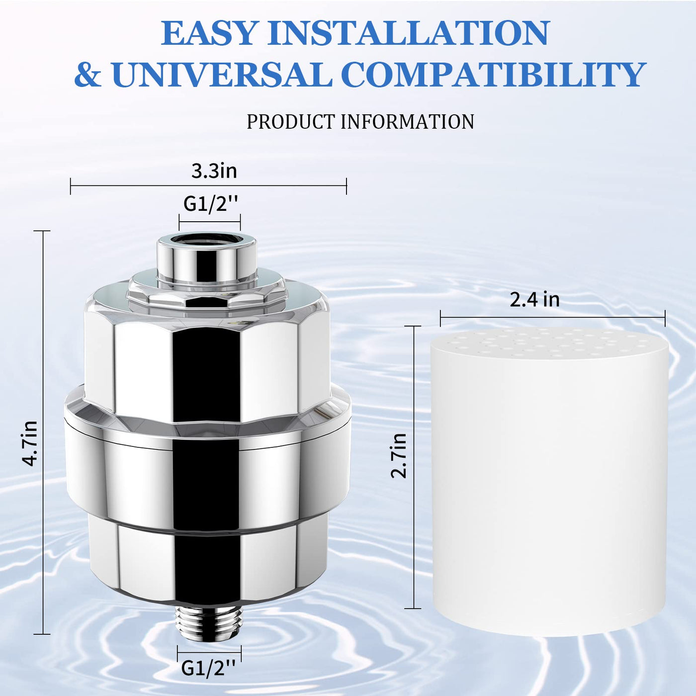 Shower Head Filter For Hard Water With Three Replaceable Cartridges