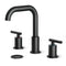 Matte Black Bathroom Faucet 3 Hole 8 Inch Widespread Design