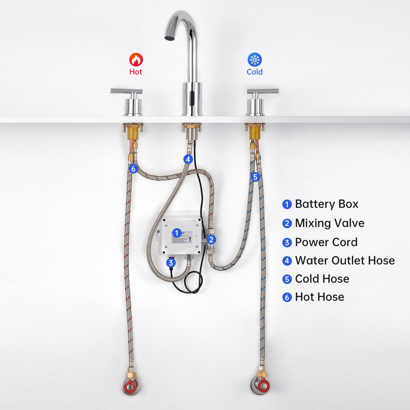 Touchless Bathroom Faucet With Automatic Sensor And Dual Handles