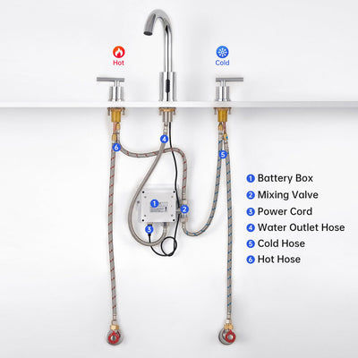 Touchless Bathroom Faucet With Automatic Sensor And Dual Handles